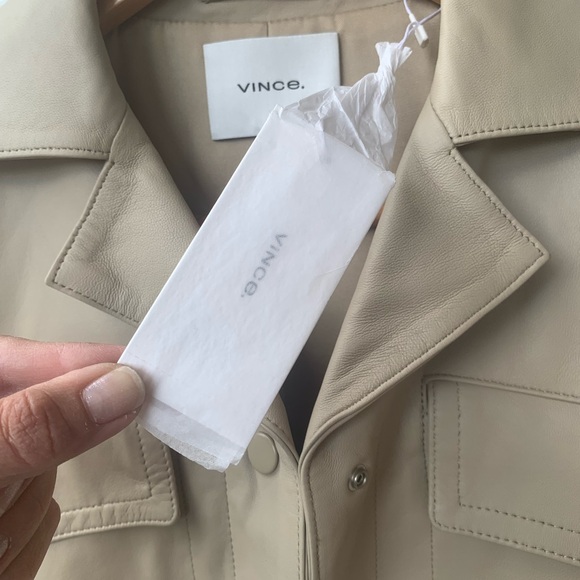 NWT Vince leather jacket oatmeal size S/P - Picture 5 of 16